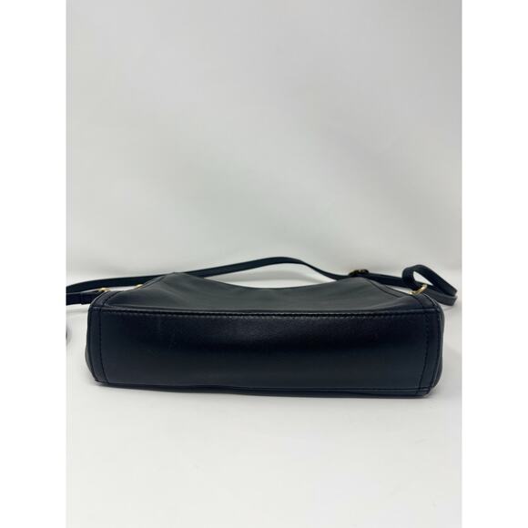 LO & SONS Pearl Crossbody Purse Black Nappa Leather Gold Hardware Adjustable - Picture 6 of 12